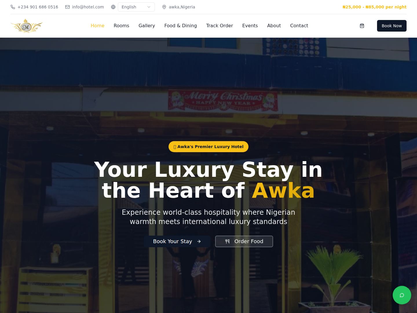 Mariador Hotel homepage screenshot